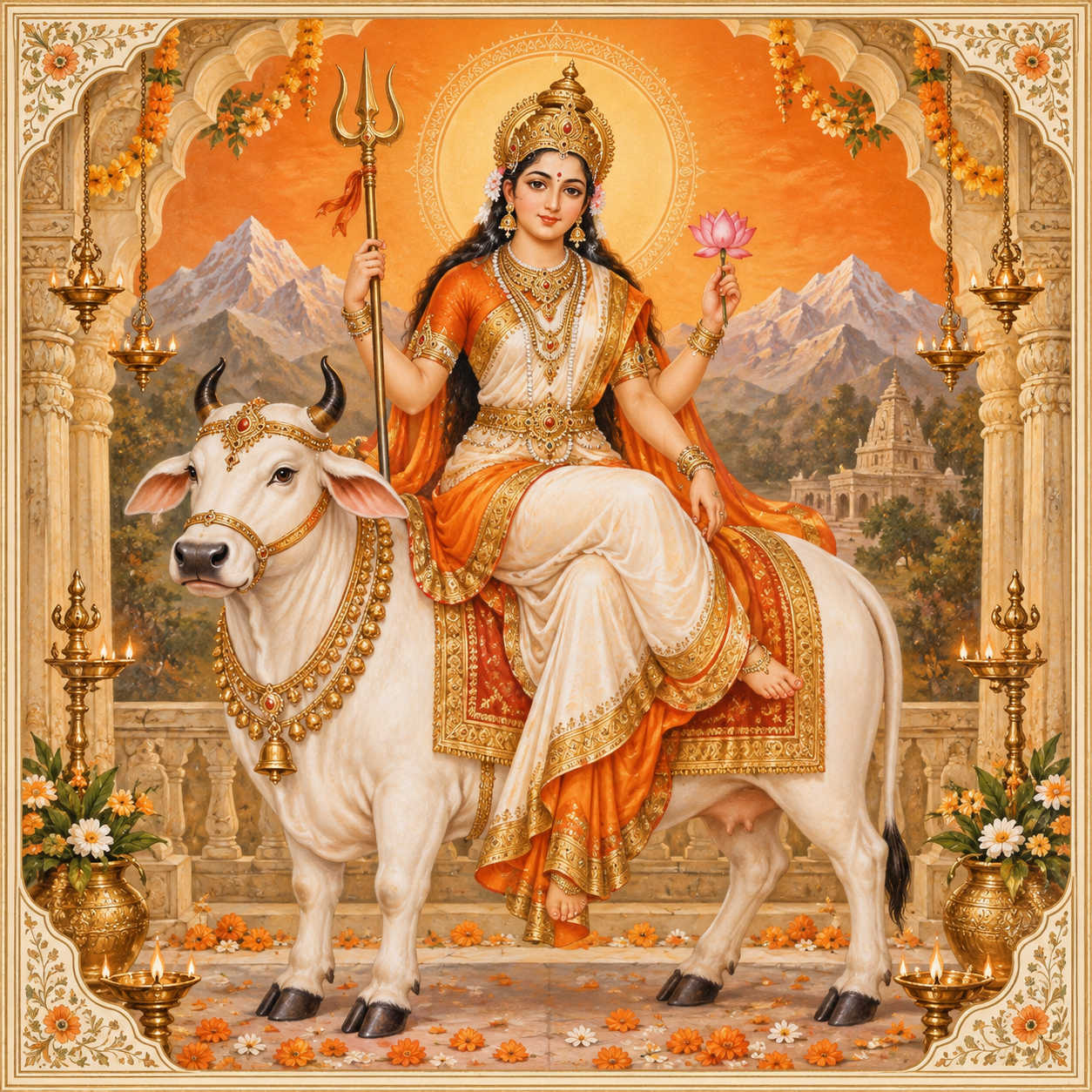 Devotional illustration of Maa Shailputri